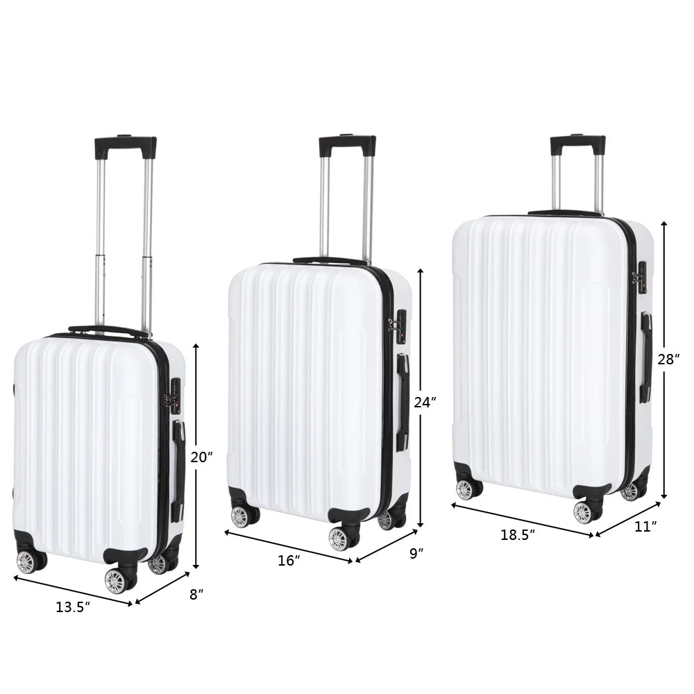 Red 3-Piece Hardshell Spinner Luggage Set (20in, 24in, 28in) - Large ABS Suitcase Set with 8 Wheels, Lightweight & Durable for Travel
