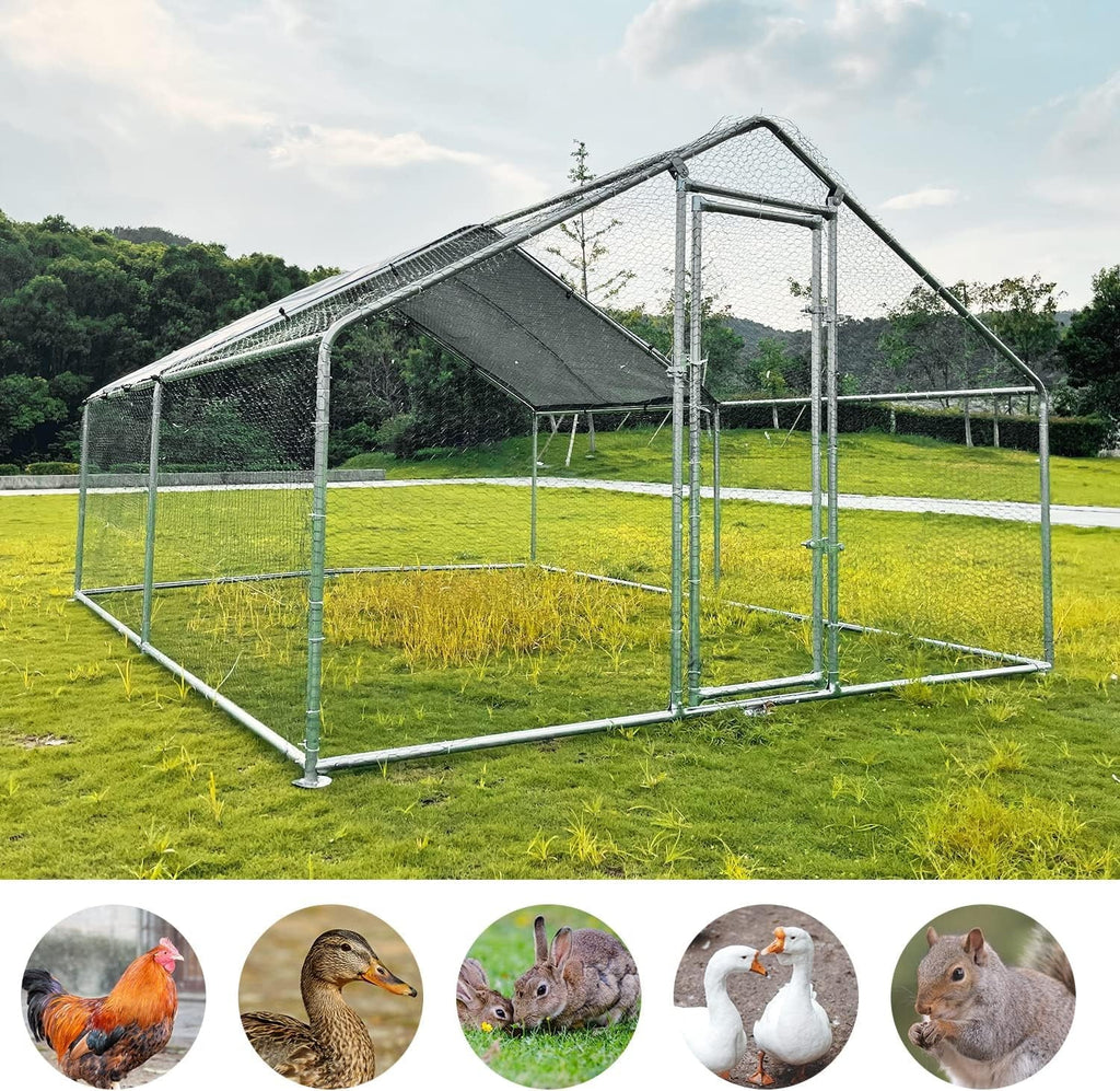 Large Metal Chicken Coop Chicken Run,Chicken Pen with Water-Resident and Anti-UV Cover,Duck Rabbit House Outdoor(10" W x 13" L x 6.5" H)