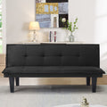 Black Futon Sofa Bed,Modern Faux Suede Convertible Sofa Bed with 3 Adjustable Backrest Angles,Loveseat Sleeper Couch for Living Room Apartment Furniture