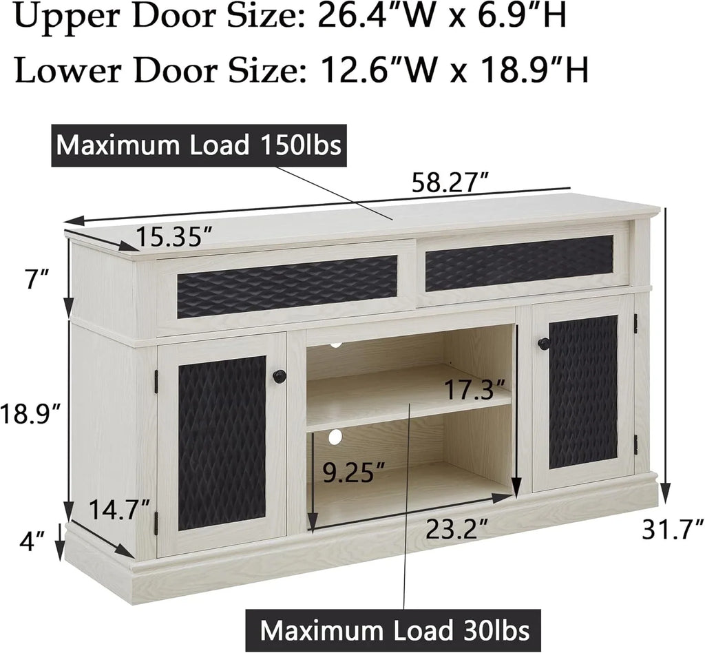 70 Inch TV Stand for TVs up to 80 Inch, Entertainment Center with Storage for Living Room, TV Console for Bedroom, Media Console for 40/50/55/60/65/70/75/80 Inch TV, White
