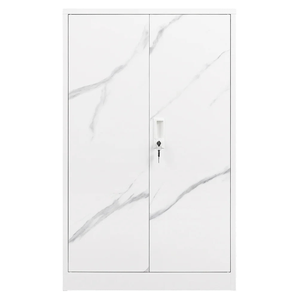 Metal Storage Cabinet with Locking Doors and Adjustable Shelf, Folding Filing Storage Cabinet, Rolling Storage Locker Cabinet for Home Office,School,Garage, White