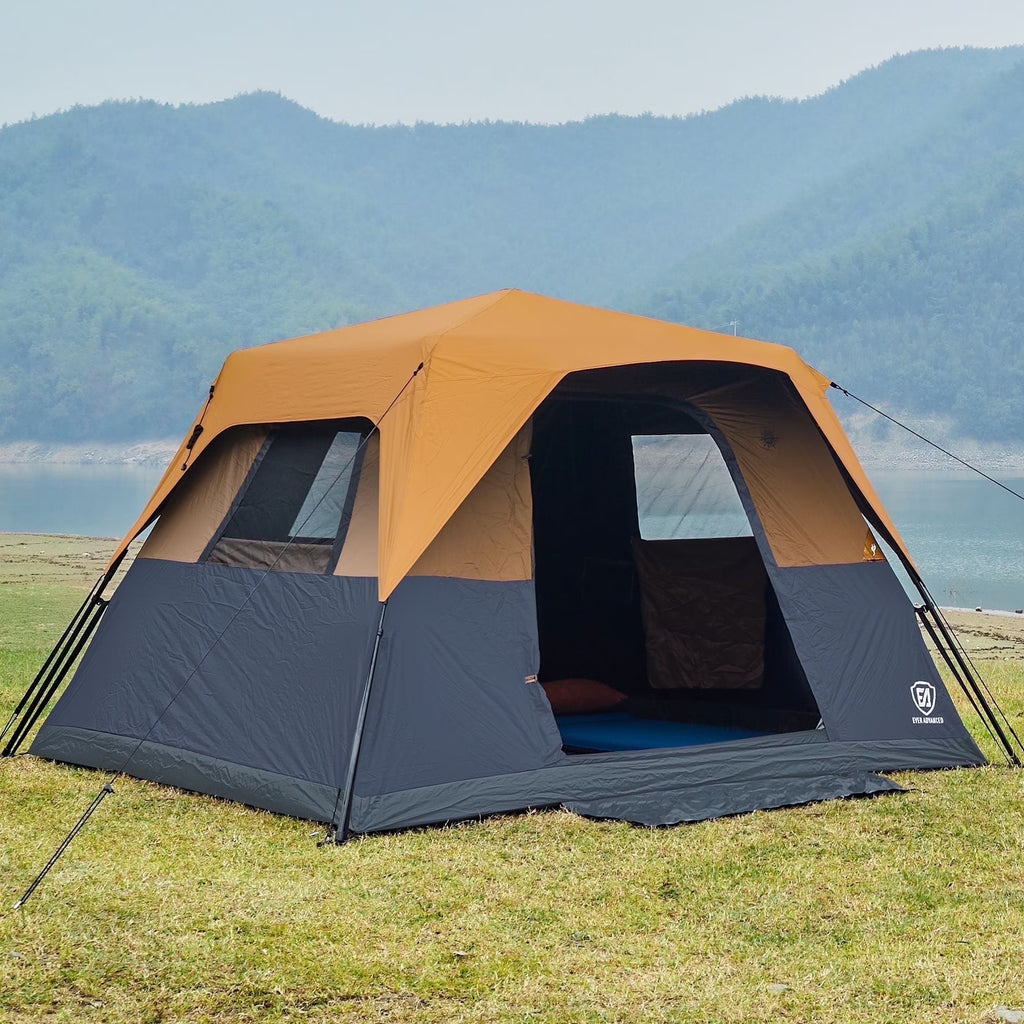 EVER ADVANCED 6 Person Blackout Camping Tent, Instant Family Tents, 60 s Quick Setup, Water-Resistant, Blue