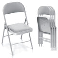 SUGIFT 4 Pack Vinyl Padded Folding Chair Portable Dining Chairs for Indoor and Outdoor