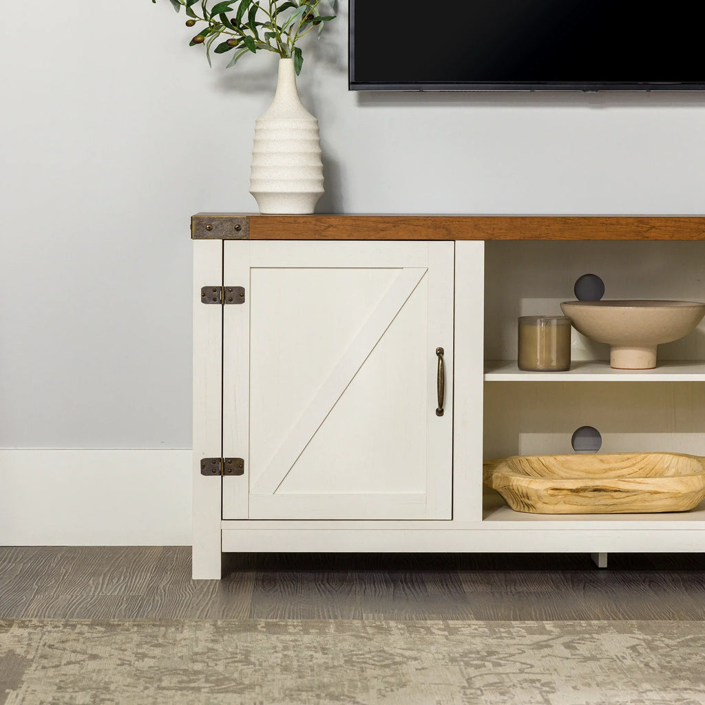 Walker Edison Modern Farmhouse Barn Door TV Stand for TVs up to 65", Grey Wash
