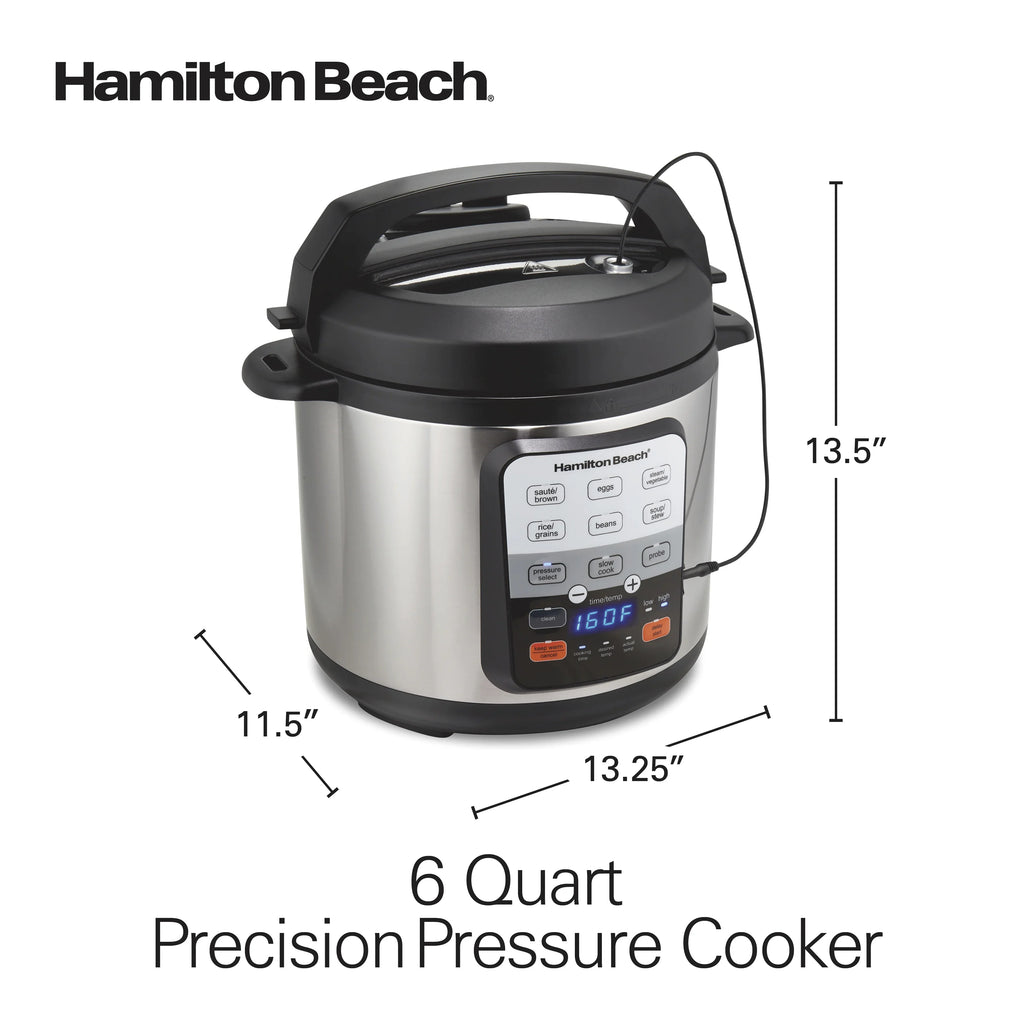 Hamilton Beach 6 Quart 6-in-1 Pressure Cooker, Multi-Cooker, Slow Cooker, Steamer, Saut", Rice Cooker, & More