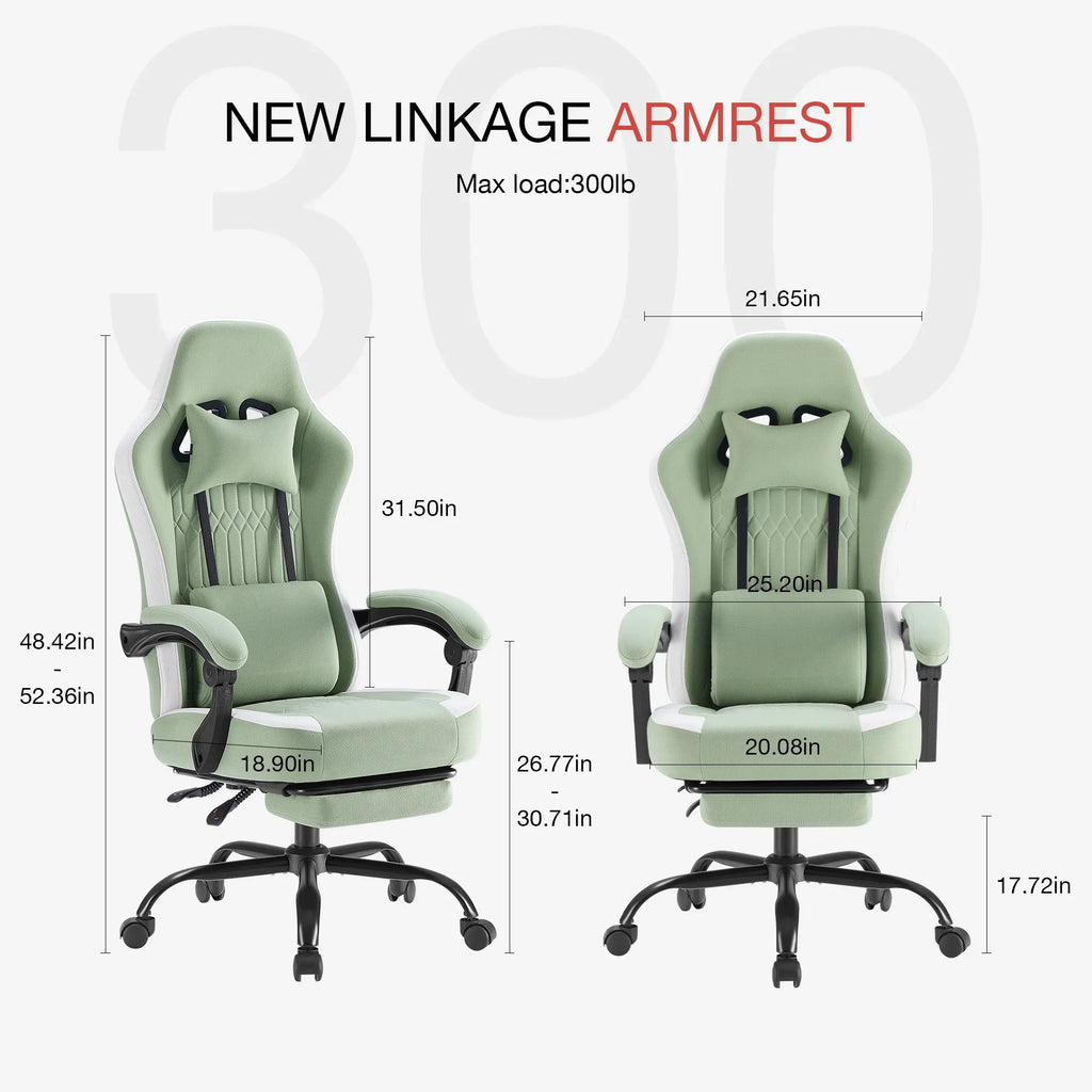 MCQ Ergonomic Swivel Gaming Chair with Headrest Lumbar Support for Home Office, Black and Grey