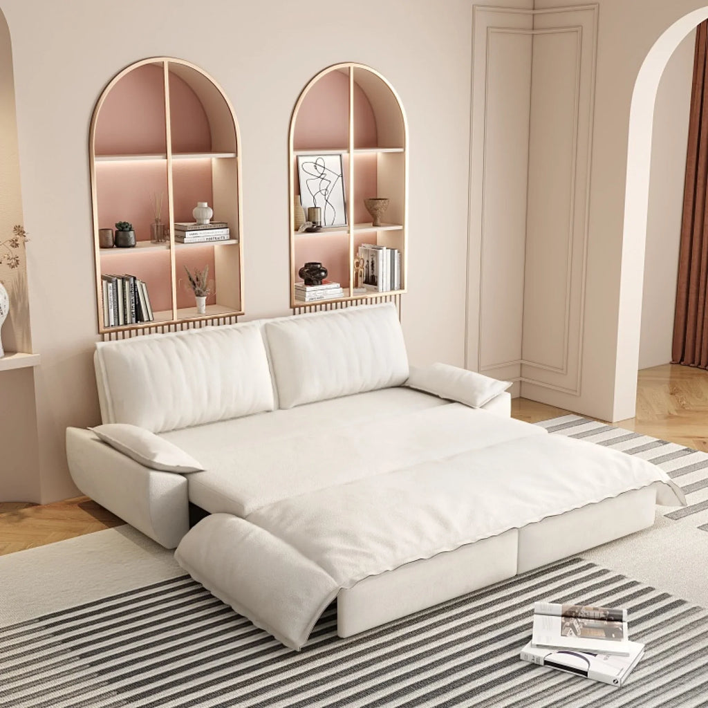 66" Queen Pull Out Sofa Bed, 3-in-1 Convertible Sleeper Sofa with Side Storage,Multi-Functional Velvet Loveseat Bed for Living Room,Bedroom