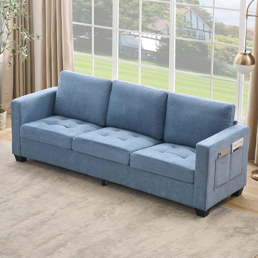 GarveeHome 3 Seat Sofa Couch, 89" Modern Sofa with Armrests, Comfy Couch Sofa with Extra Deep Seat Couches for Living Room Bedroom Apartment and Office, Chenille Beige