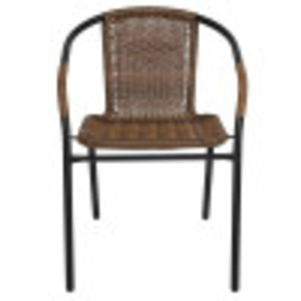 Flash Furniture Lila Indoor/Outdoor Stacking Rattan Patio Chairs, Set of 2, Beige