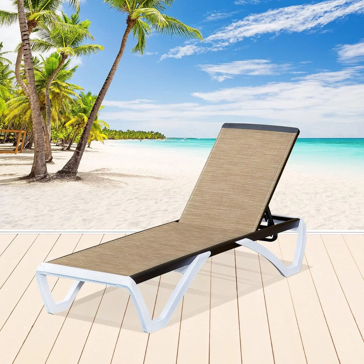 Domi Outdoor Living Chaise Lounge Chair Aluminum Adjustable Pool Lounge Chair"With All-Weather Textilene for Deck, Lawn, Backyard "1 Grey Chair"
