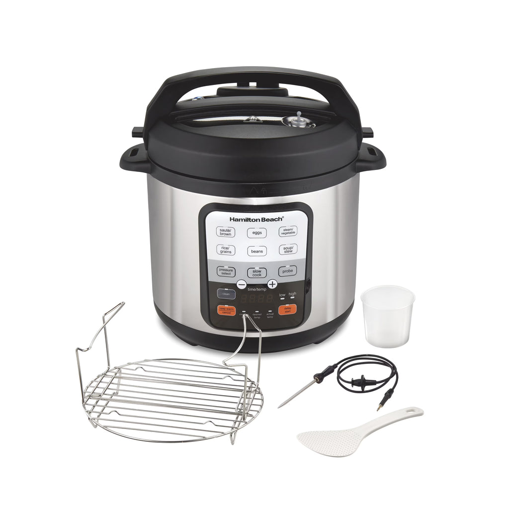 Hamilton Beach 6 Quart 6-in-1 Pressure Cooker, Multi-Cooker, Slow Cooker, Steamer, Saut", Rice Cooker, & More