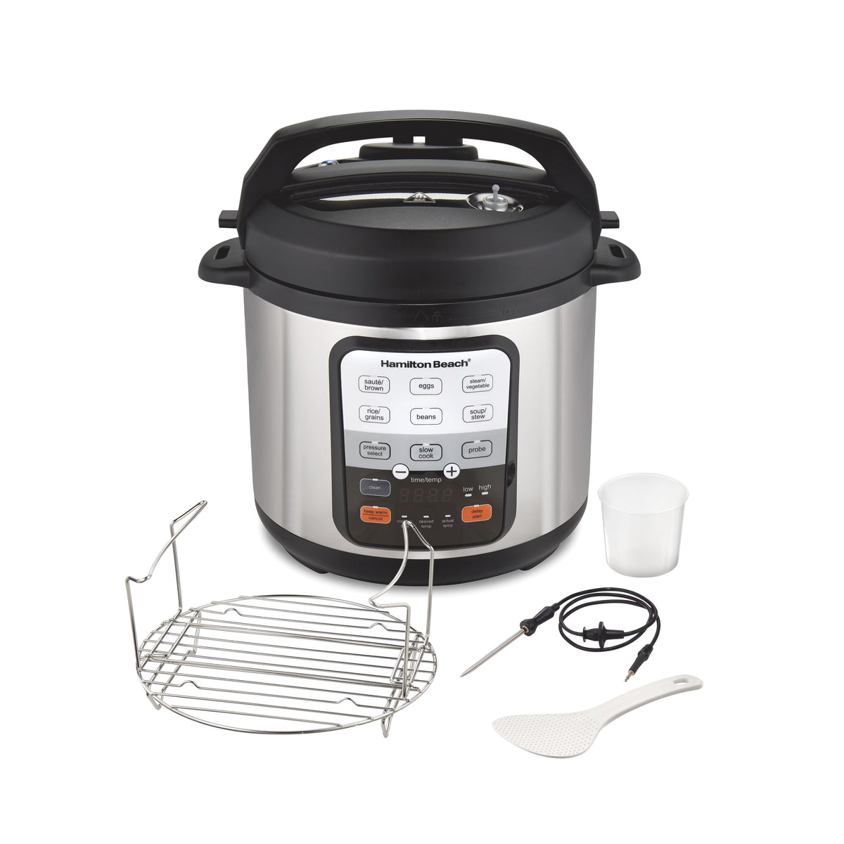 Hamilton Beach 6 Quart 6-in-1 Pressure Cooker, Multi-Cooker, Slow Cooker, Steamer, Saut", Rice Cooker, & More