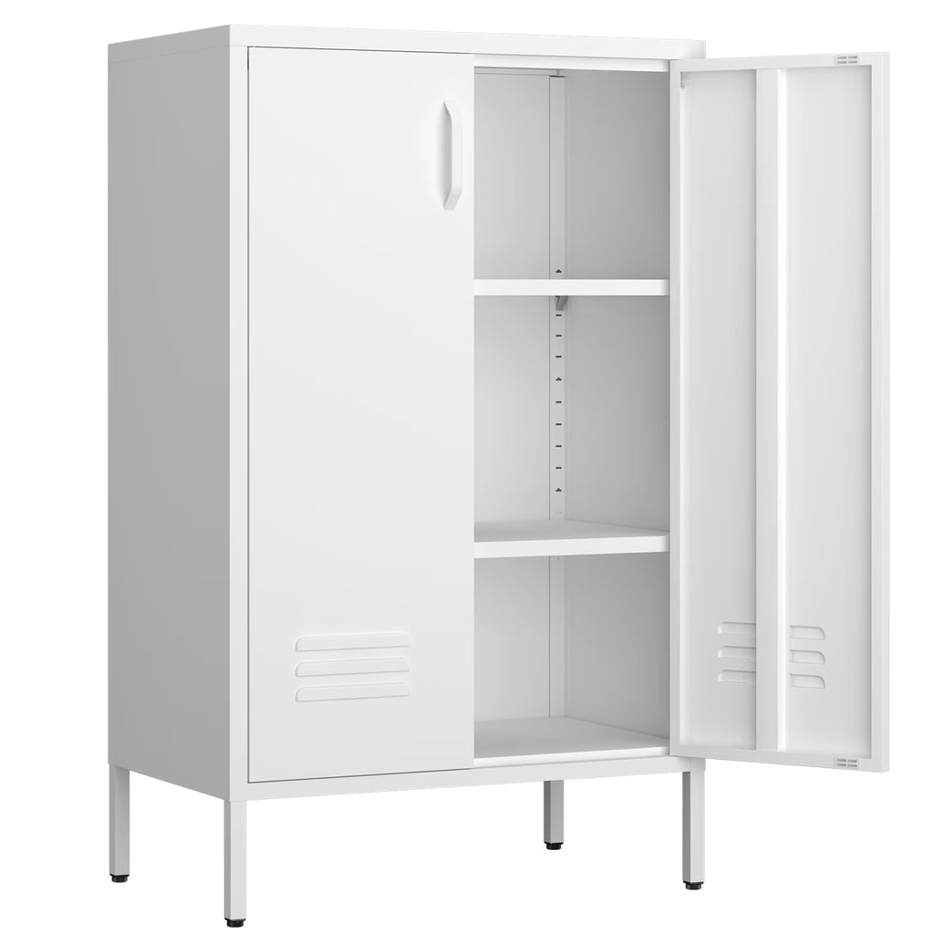 Marcree Green Metal Cabinet,2 Door Accent Cabinet,Metal Locker Cabinet with Legs,Sideboard Cabinet with Adjustable Shelves,Locker Storage Cabinet for Living Room,Entryway