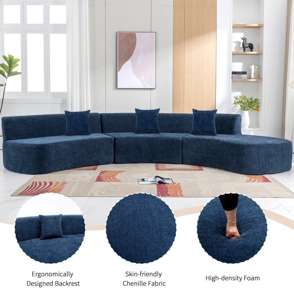 Harper & Bright Designs Modern Curved Floor Sofa Set, Modular Sectional Sponge Couch for Living Room, 2 PC Free Combination No Assembly Foam-Filled Sofa, Beige