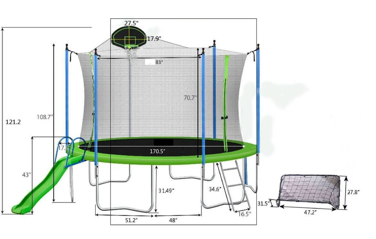 SOGES 12ft Trampolines with Slide and Swing, Basketball Hoop, 4�C7 Kids