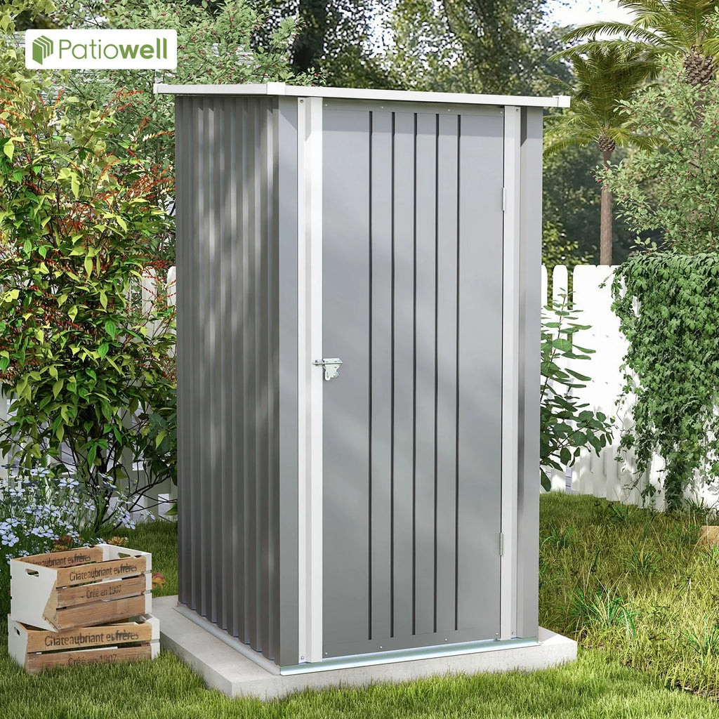 Patiowell 3"3FT Metal Outdoor Storage Shed with Sloping Roof and Single Lockable Door, Black