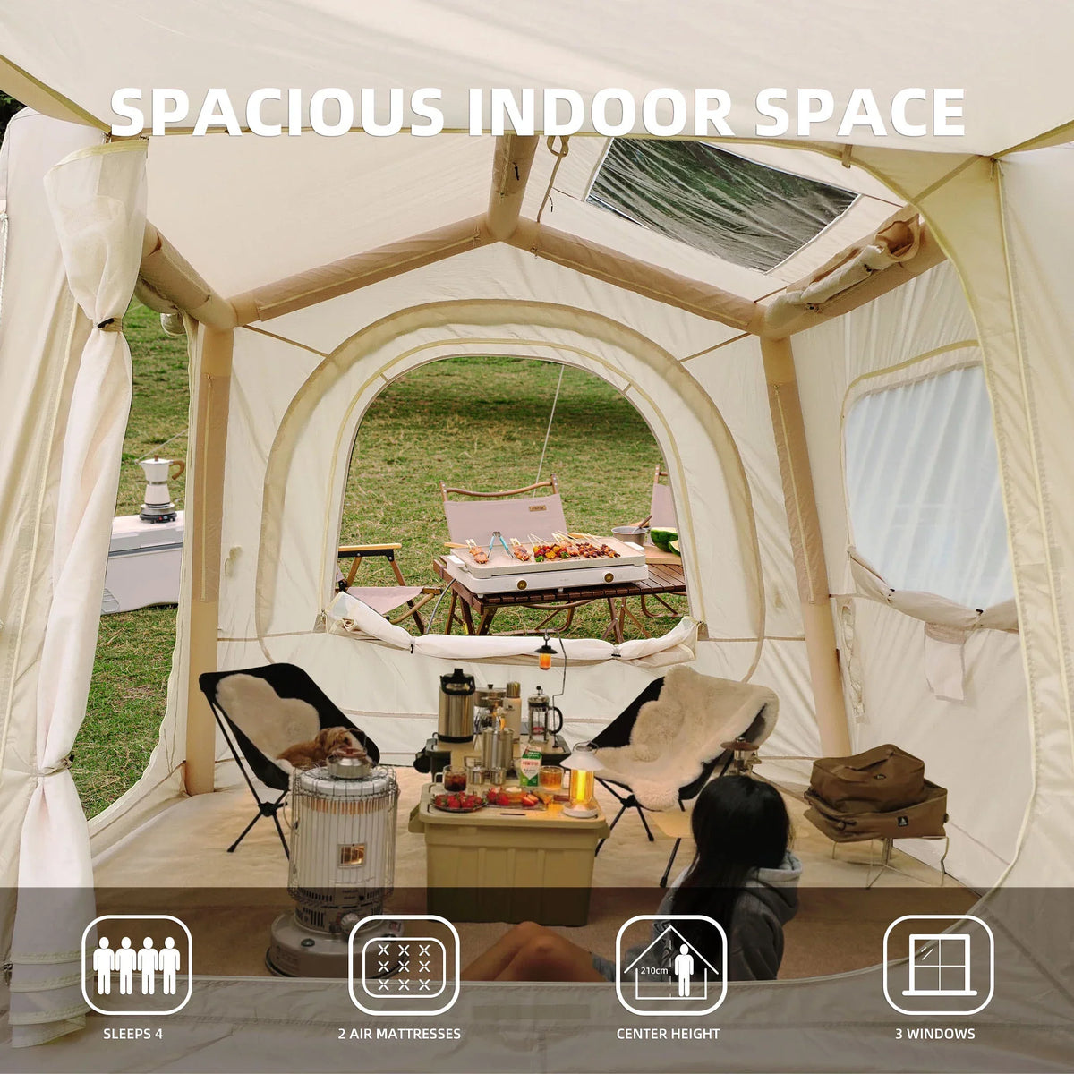 CQSXDA Easy Setup Inflatable SUV Tent in Waterproof Oxford Fabric for 4 Season Camping - Accommodates 6 to 8 People