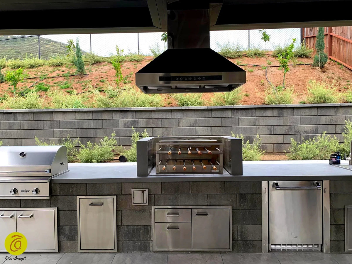 Brazilian BBQ Charcoal Grill - 11 Skewers - Rotisserie System - Oca-Brazil