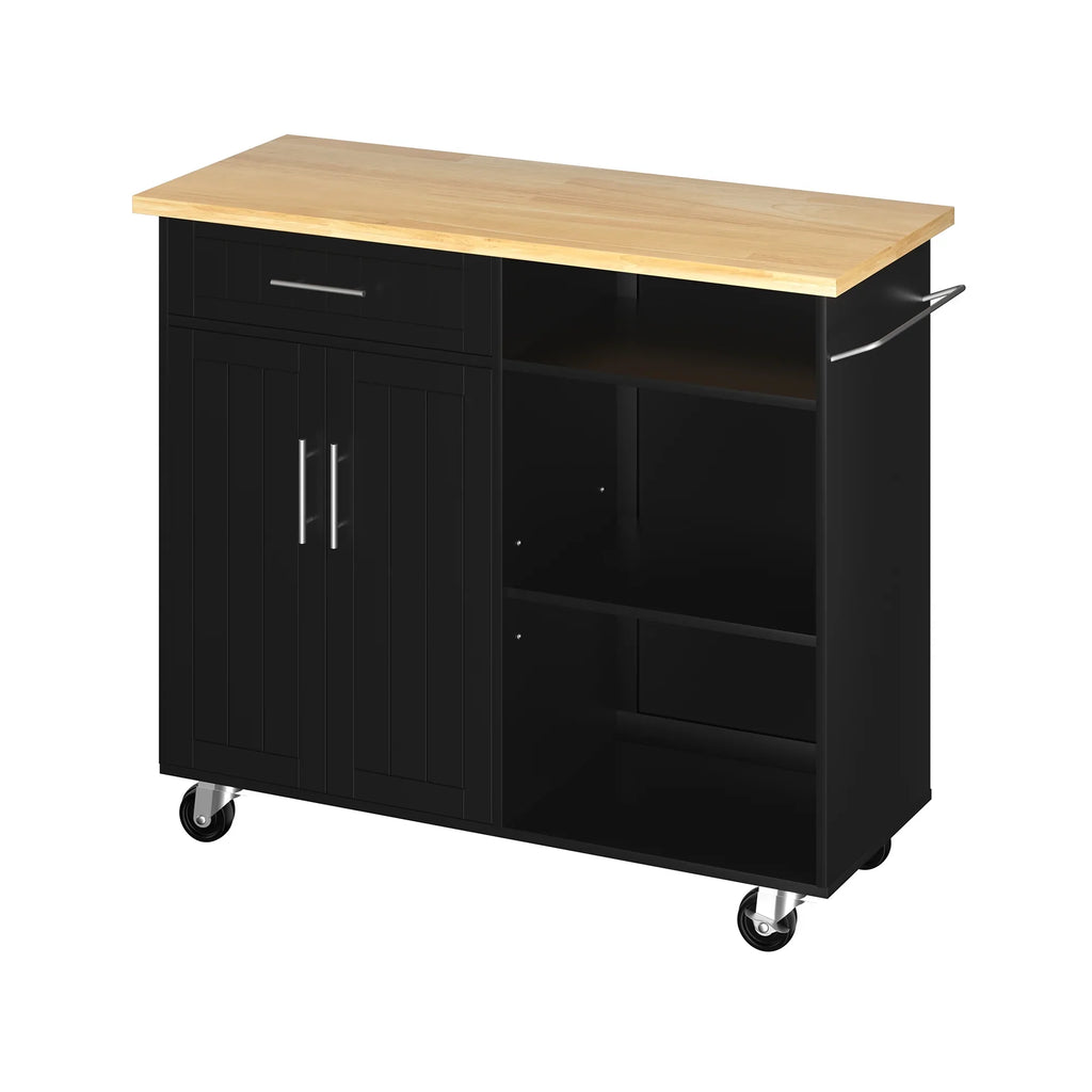 Walsunny Kitchen Island Table Stand with Storage on Wheels,Rolling Kitchen Cart Storage Cabinet with Drawer,White