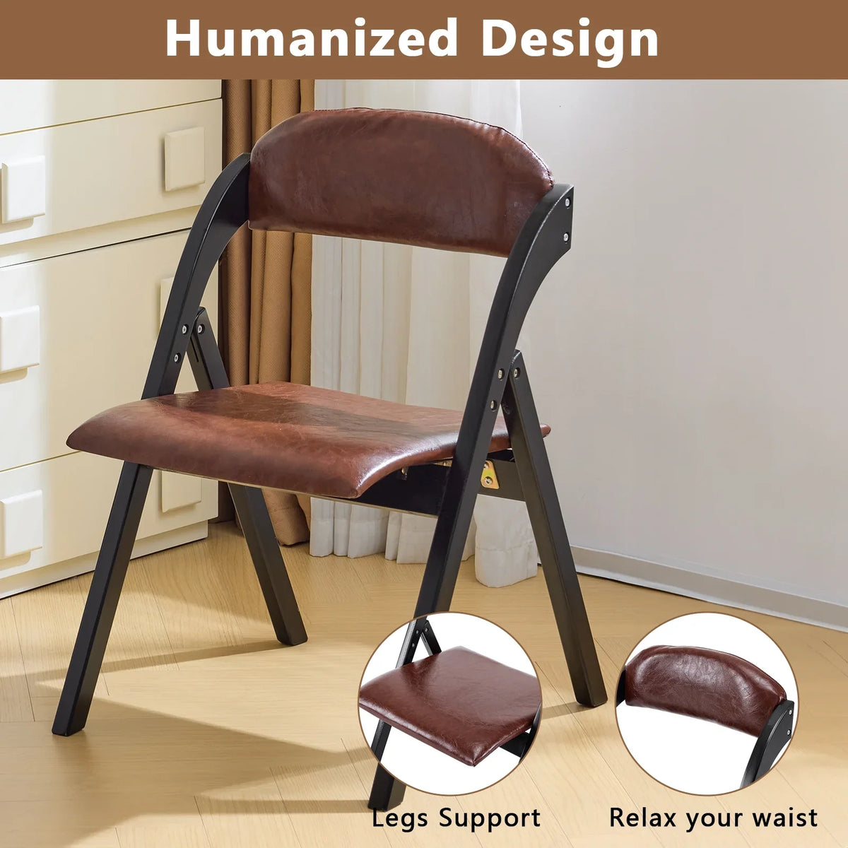 Ktaxon Folding Chairs Rubber Wood Frame Foldable Event Chairs Padded Diner Chairs for Office and Party Reading Dining Set of 2 Light Gray