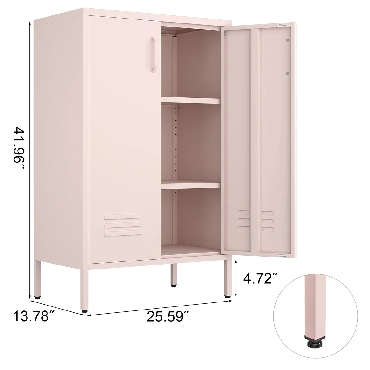 Marcree Green Metal Cabinet,2 Door Accent Cabinet,Metal Locker Cabinet with Legs,Sideboard Cabinet with Adjustable Shelves,Locker Storage Cabinet for Living Room,Entryway