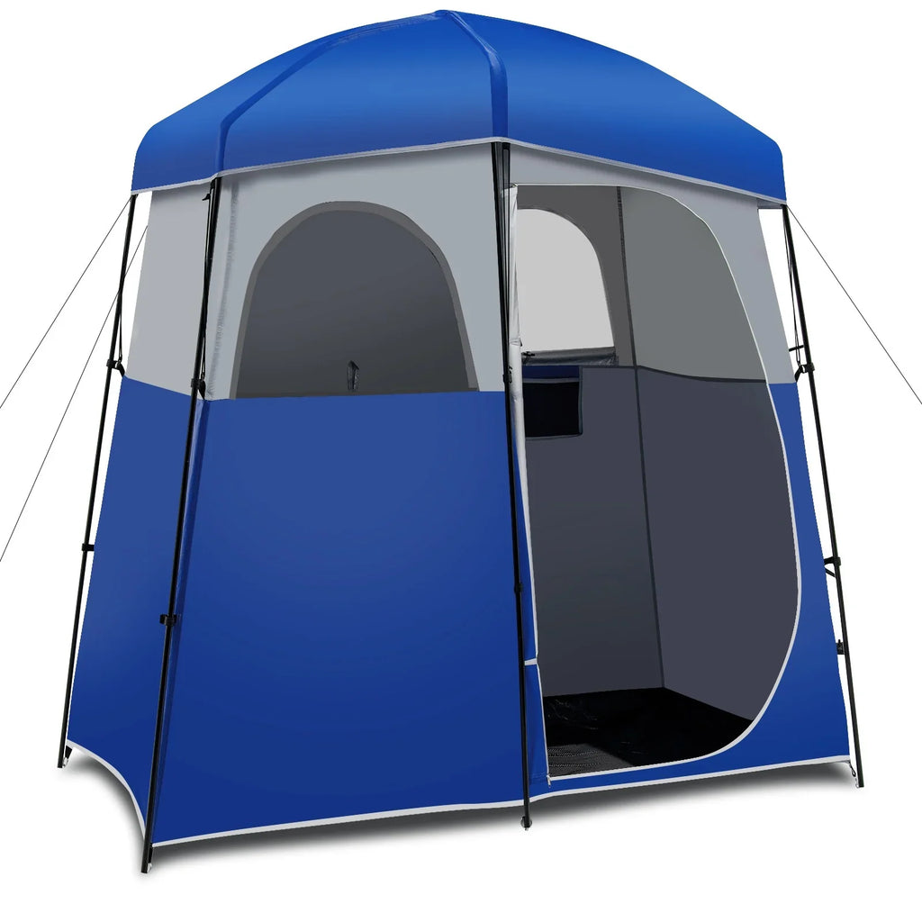 YUONAO 7'x3.5'x7 Double-Room Camping Shower & Toilet Tent with Floor and Carry Bag – Oversized Privacy Shelter for Outdoor Camping, Beach, Hiking