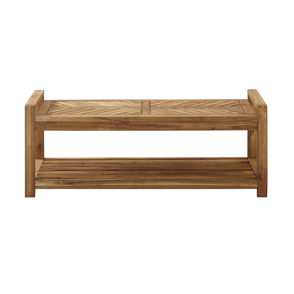 Manor Park Chevron Outdoor Storage Acacia Wood Bench - Brown