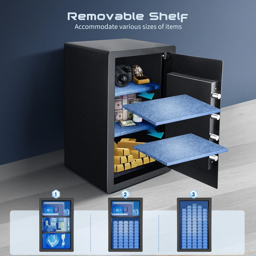 SRWTRCHRY 4.2 Cu ft Large Safe Box Fire-Resistant, Home Safe with Digital Keypad and Deposit Slot & Dual Alarm System, Money Safe With Mute Function and LED Light, Safe for Money Valuables