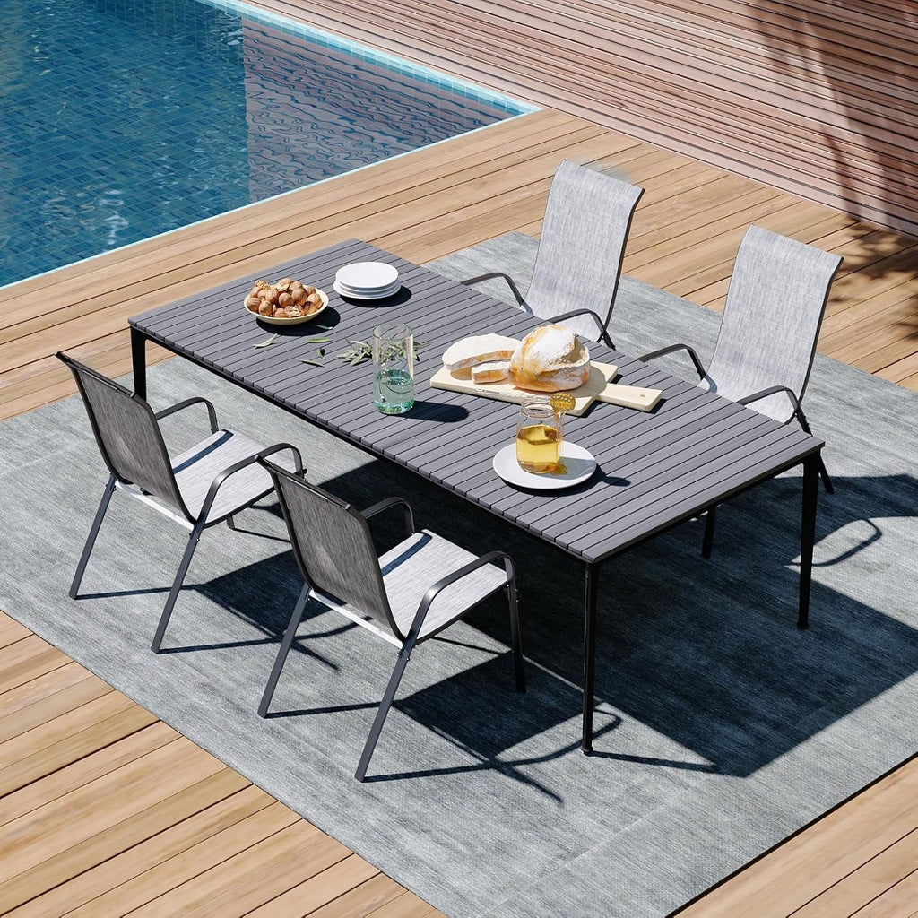 LAZY BUDDY Patio Chairs Set of 4, Stackable Outdoor Dining Chairs, Heavy Duty Breathable Chairs for Backyard, Garden, Lawn 330lbs
