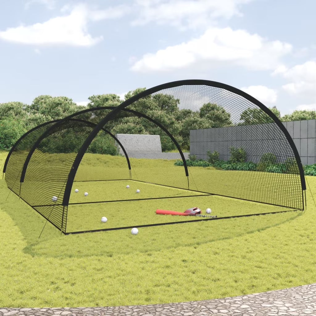 vidaXL Baseball Batting Cage Net Black 236.2"x157.5"x98.4" Polyester