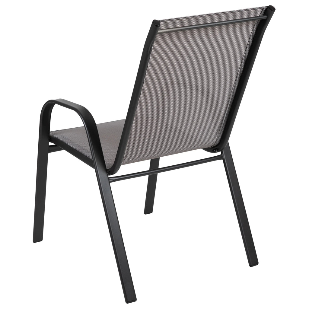 Emma + Oliver 4 Pack Gray Outdoor Stack Chair with Flex Comfort Material - Patio Stack Chair