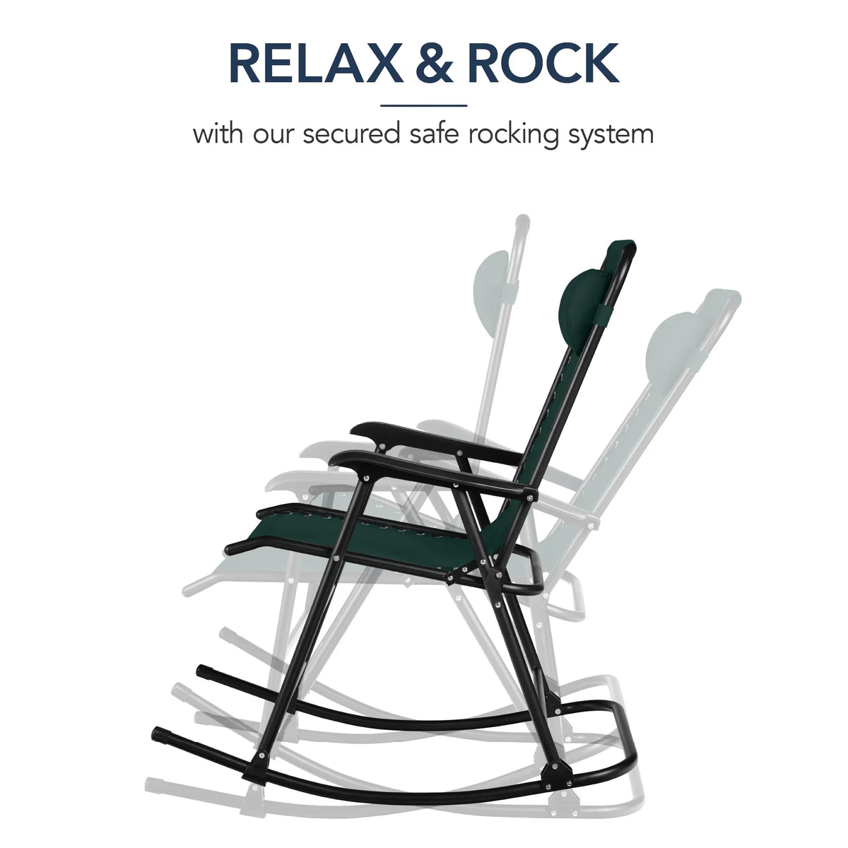 Best Choice Products Folding Outdoor Zero Gravity Rocking Lounge Chair w/ Headrest Pillow - Black
