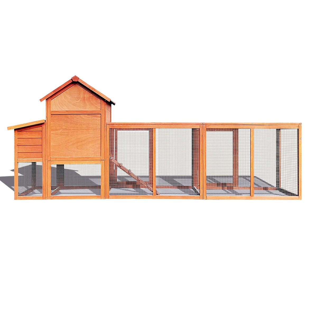 Pefilos 112" Large Outdoor Wooden Chicken Coop with Run, Slide-Out Tray, Rabbit Hutch Poultry Cage, Hen House with Nest Box, Gray