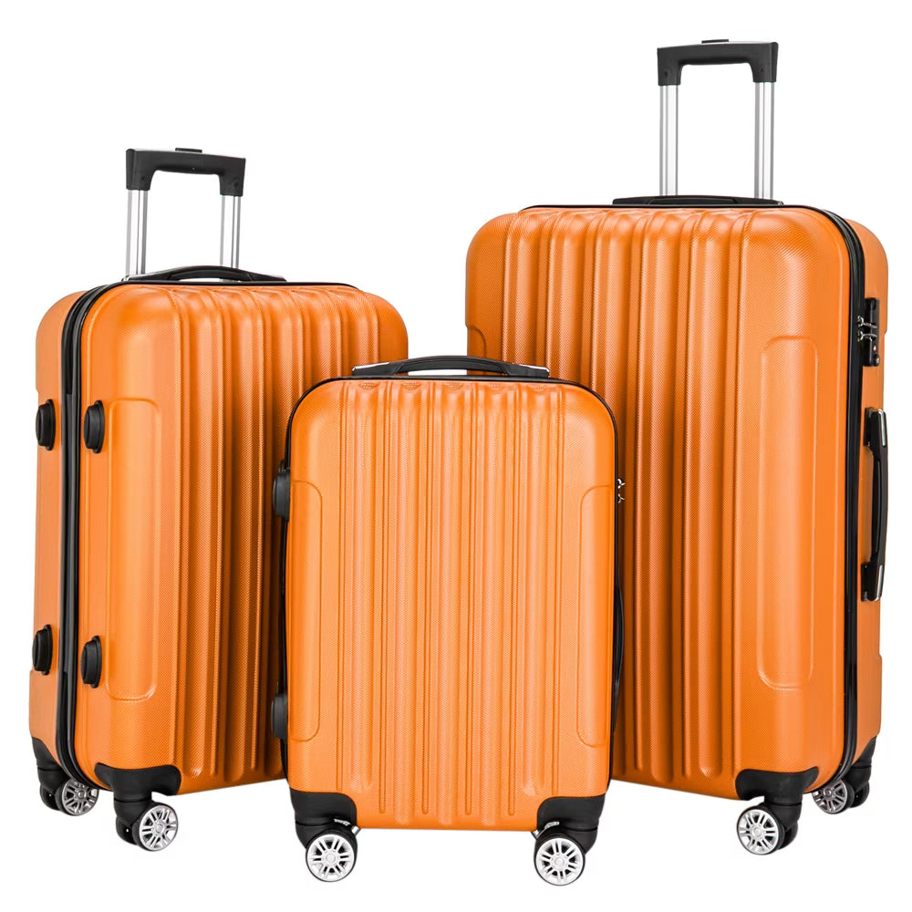 Red 3-Piece Hardshell Spinner Luggage Set (20in, 24in, 28in) - Large ABS Suitcase Set with 8 Wheels, Lightweight & Durable for Travel
