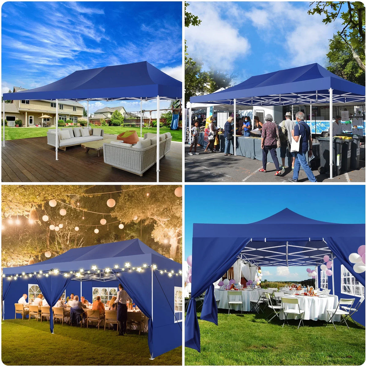 HOTEEL 10x20 Pop up Canopy with 6 Sidewalls Commercial Heavy Duty Canopy UPF 50+ All Weather Waterproof Outdoor Wedding Party Tents Gazebo with Roller Bag, Khaki