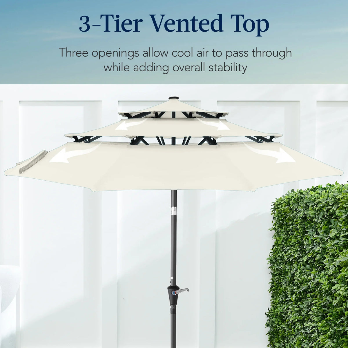 Best Choice Products 10ft 3-Tier Patio Umbrella, Market Sun Shade w/ Tilt Adjustment, Easy Crank - Red