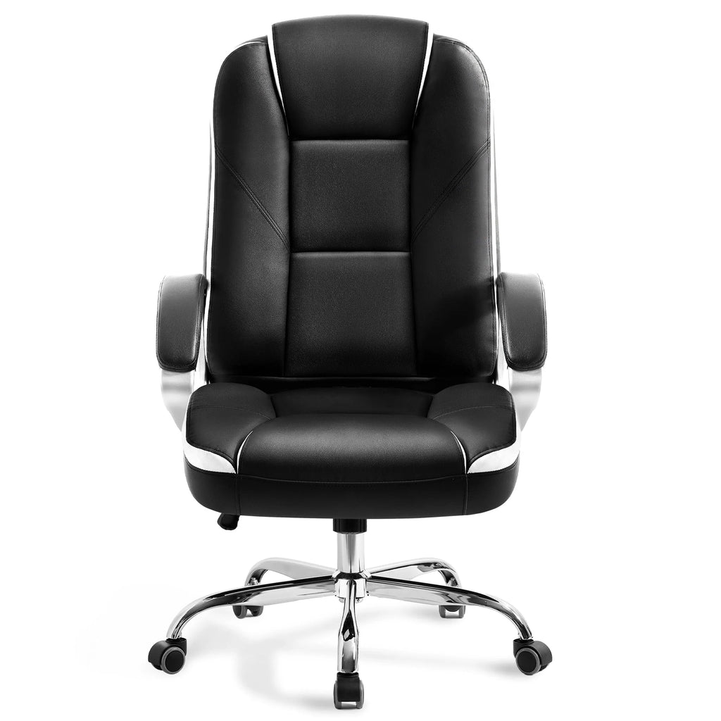 NEO CHAIR Home Office Chair, Heavy Duty Leather Office Chair, Ergonomic High Back Cushion Lumbar Back Support, Computer Desk Executive Chair for Work, 8 Hours Comfort, Jet Black