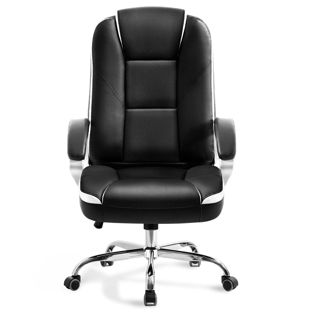 NEO CHAIR Home Office Chair, Heavy Duty Leather Office Chair, Ergonomic High Back Cushion Lumbar Back Support, Computer Desk Executive Chair for Work, 8 Hours Comfort, Jet Black