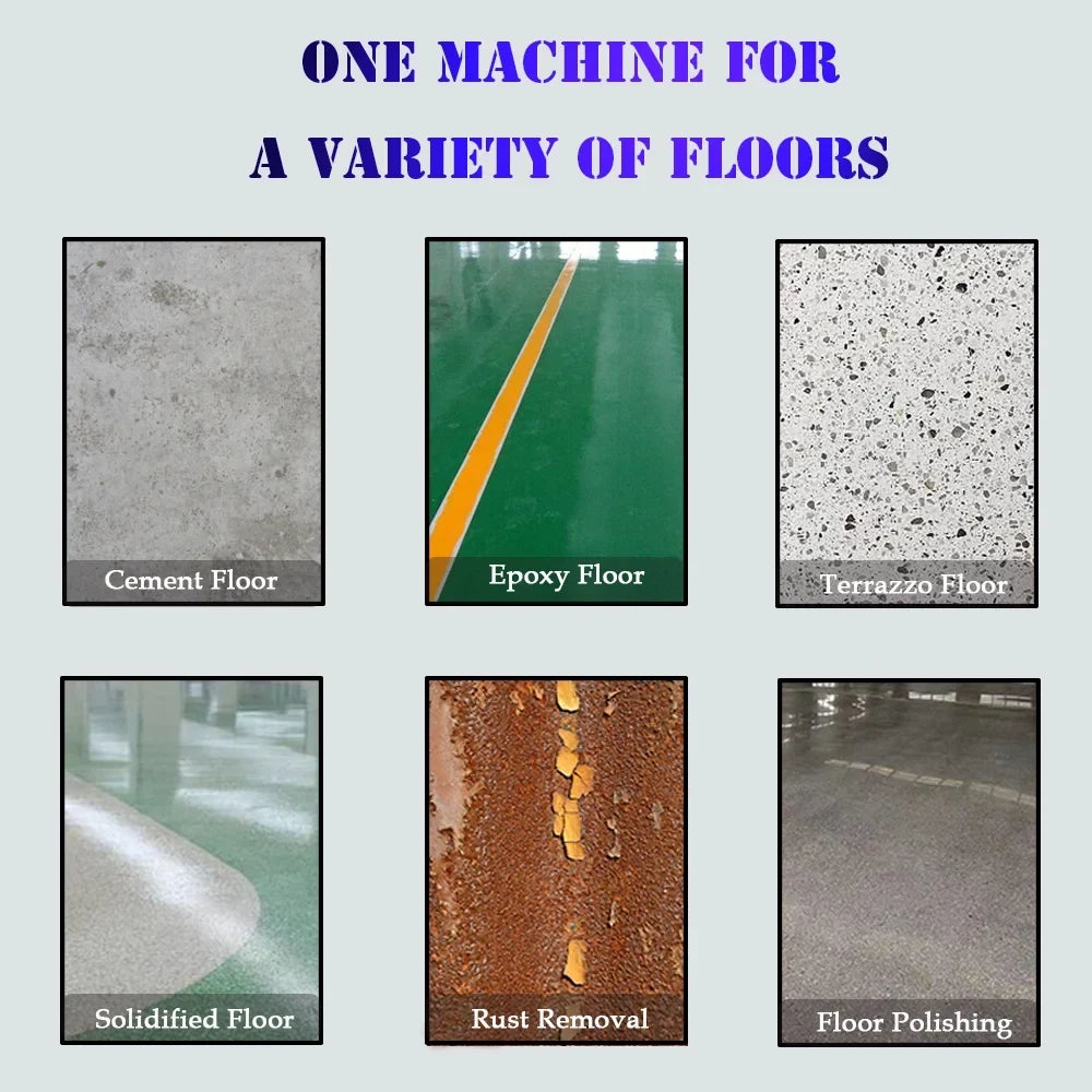 Concrete Grinding Polishing Machine Epoxy Floor Grinder Sander 220V with Vacuum Dust-free
