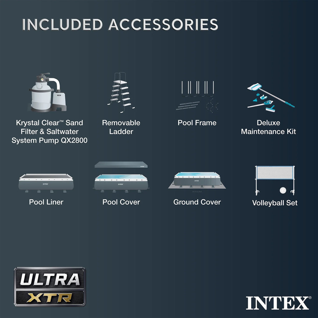 Open Box Intex 32 Ft x 16 Ft x 52 Inch Ultra XTR Rectangular Pool Set w/ Pump