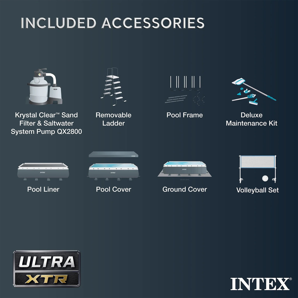 Open Box Intex 32 Ft x 16 Ft x 52 Inch Ultra XTR Rectangular Pool Set w/ Pump