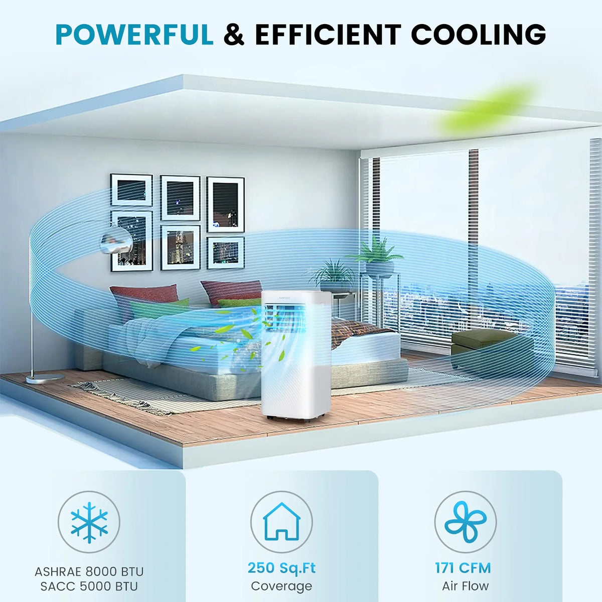 Costway 5000 BTU (8000 BTU ASHRAE) Portable Air Conditioner 4-in-1 AC Unit with Cool Fan Dehum Sleep Mode