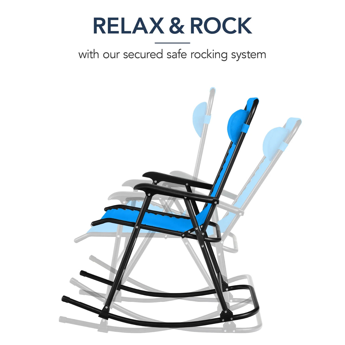 Best Choice Products Folding Outdoor Zero Gravity Rocking Lounge Chair w/ Headrest Pillow - Black