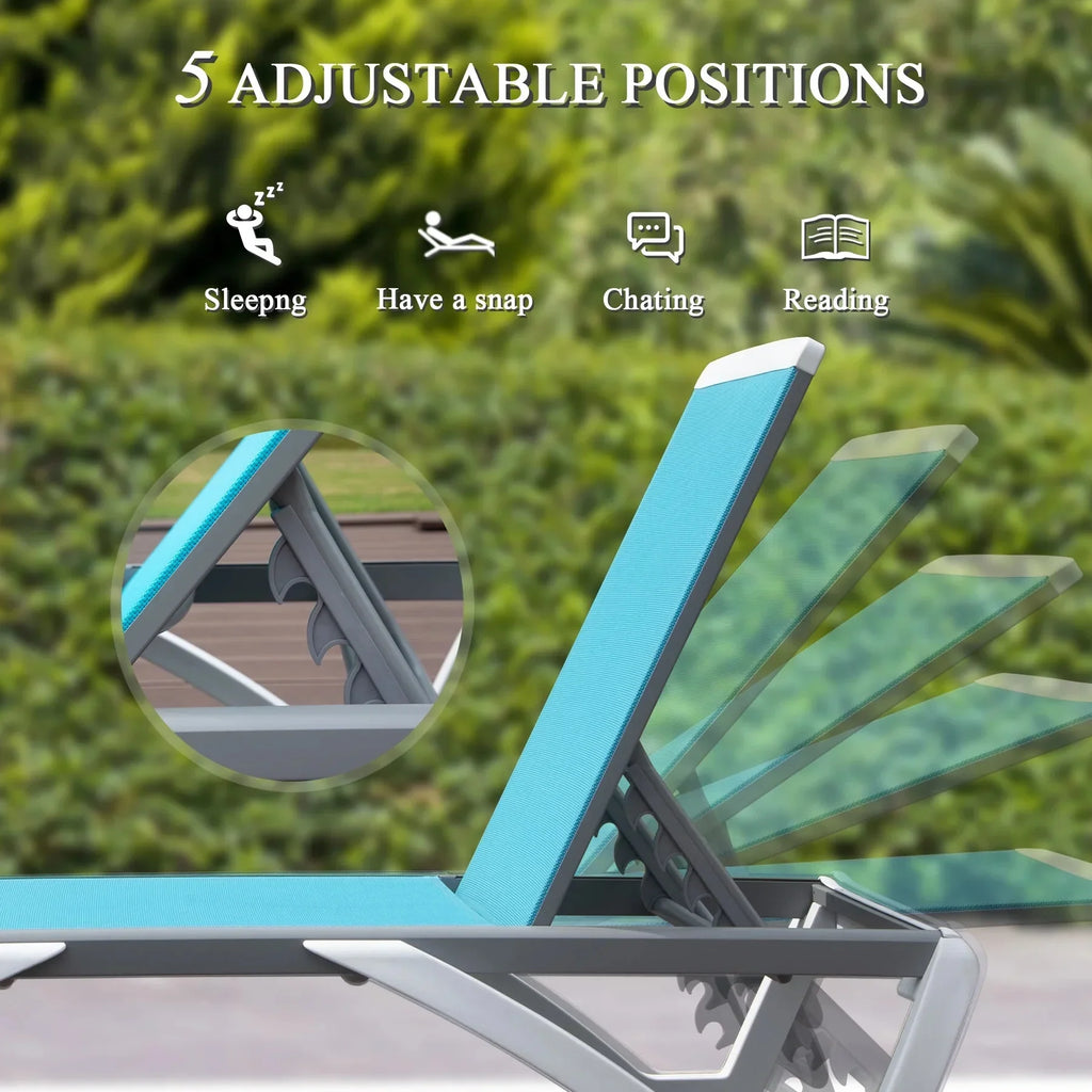 Domi Outdoor Living Chaise Lounge Chair Aluminum Adjustable Pool Lounge Chair"With All-Weather Textilene for Deck, Lawn, Backyard "1 Grey Chair"