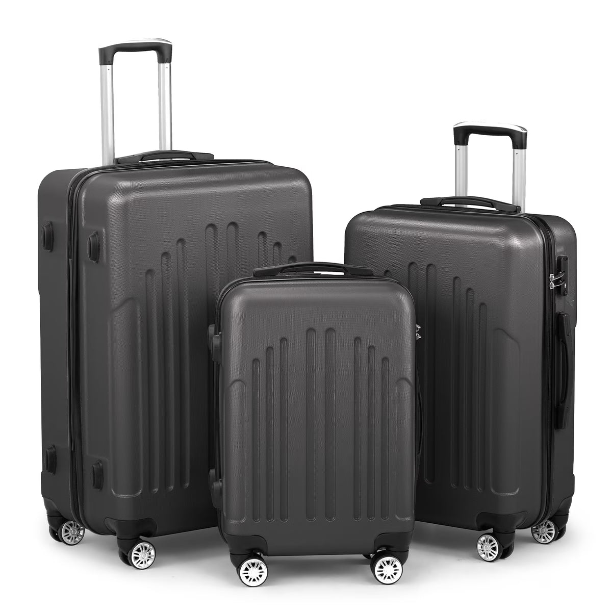 Red 3-Piece Hardshell Spinner Luggage Set (20in, 24in, 28in) - Large ABS Suitcase Set with 8 Wheels, Lightweight & Durable for Travel
