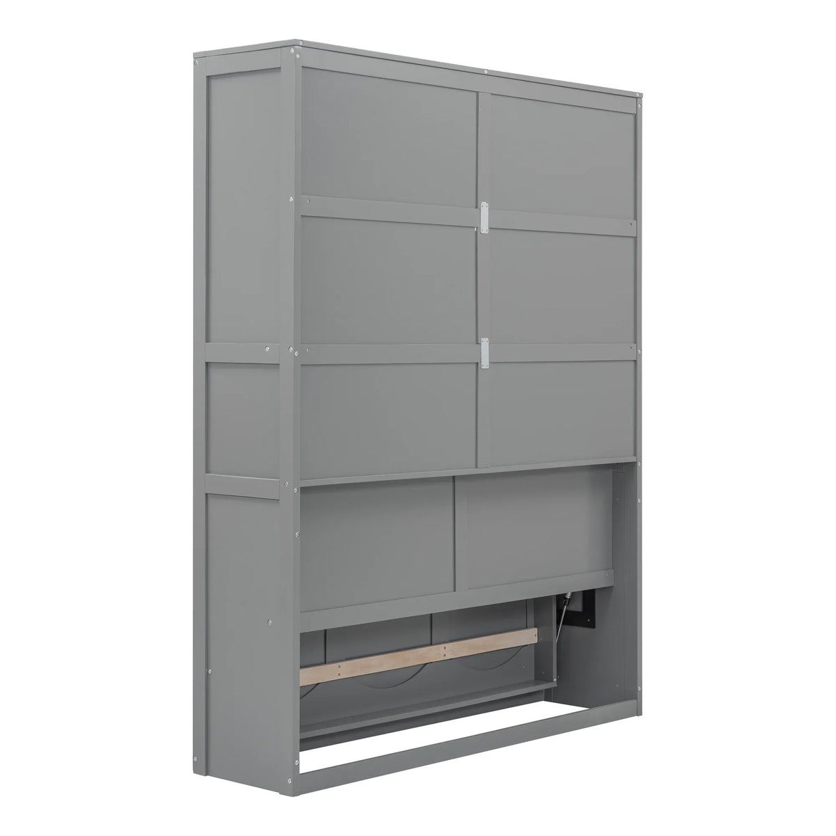 Harper & Bright Designs Full Size Murphy Bed with Shelves, Foldable Wall Bedframe w/Flexible Slats Support, Space-Saving Design, Can Be Folded Into Cabinet, White