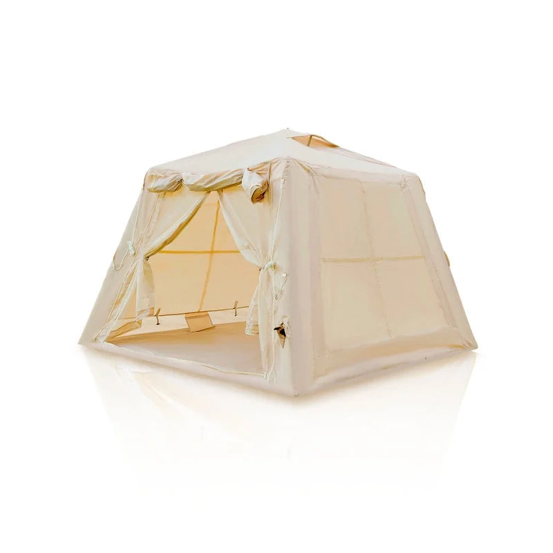 Beige 5.76 �O Inflatable Camping Tent (4-Season: Canopy+Hand Pump, 2-3 Person Waterproof Oxford, Easy Setup Glamping Tent)