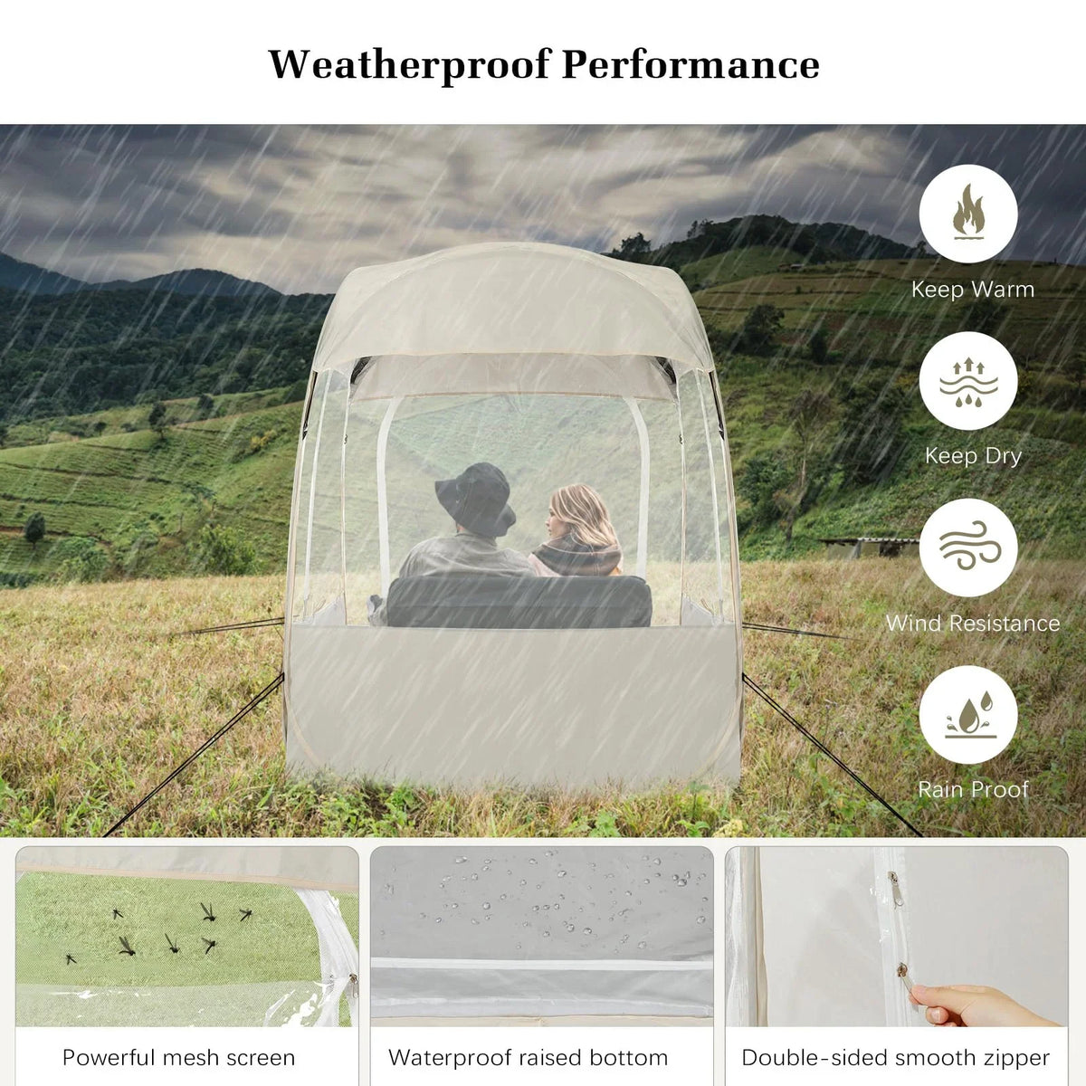 Sports Tent, Instant Weather Proof Clear View Bubble Tent with Carry Bag, Portable & Foldable Pop Up Tents Shelter for Watching Sports Events Camping Fishing