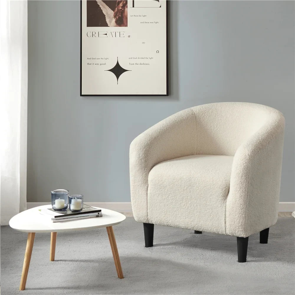 Topeakmart 2pcs Boucle Club Accent Chair for Livingroom, Ivory