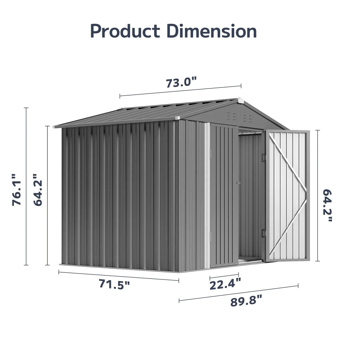 Asofer Outdoor Storage Shed 8 x 6 FT, Galvanized Metal Garden Shed with Double Lockable Doors for Backyard Patio Lawn-Green